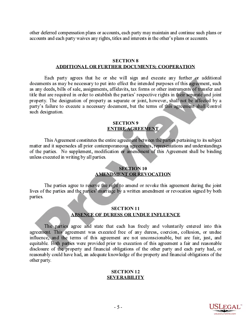 Preview Postnuptial Property Agreement