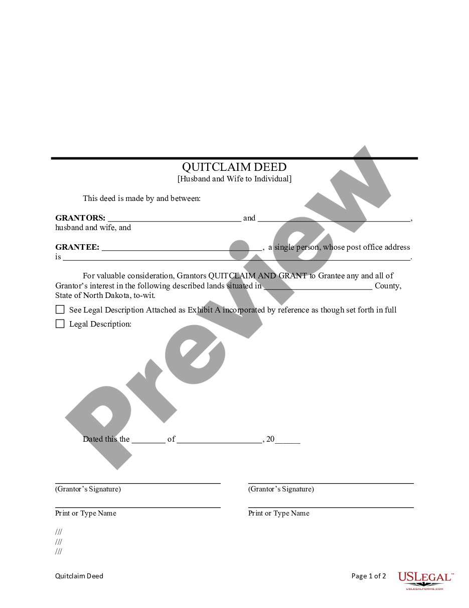 page 4 Quitclaim Deed from Husband and Wife to an Individual preview