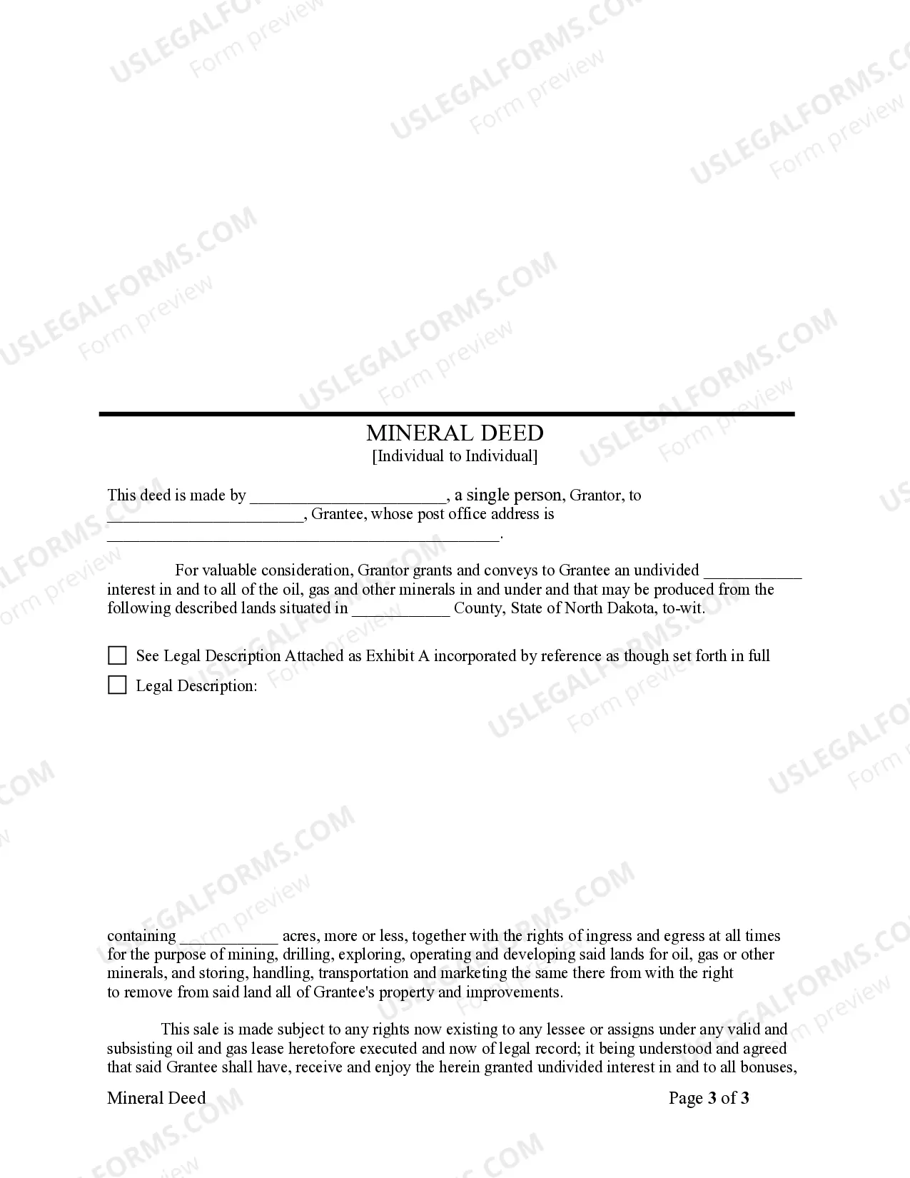 Preview Mineral Deed - Individual to Individual