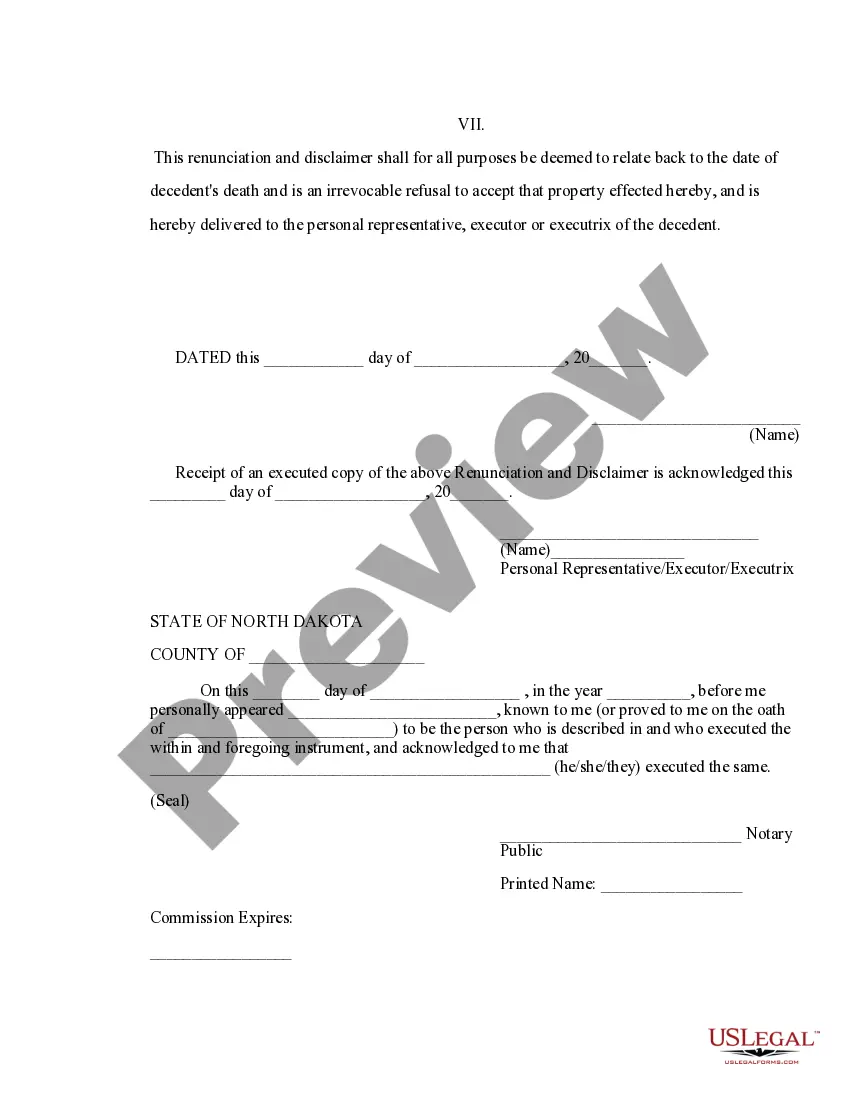 Preview Renunciation And Disclaimer of Property received by Intestate Succession