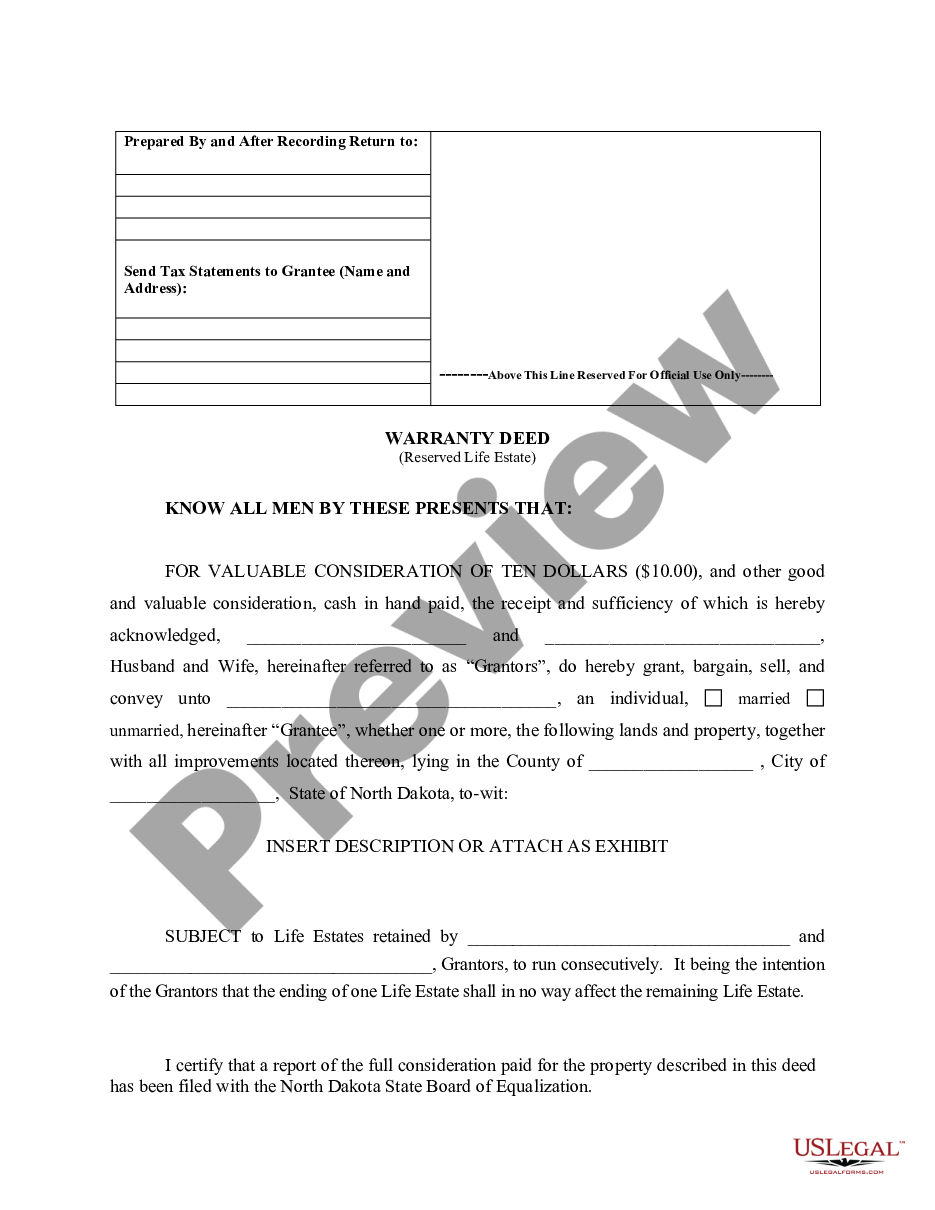 page 3 Warranty Deed to Child Reserving a Life Estate in the Parents preview