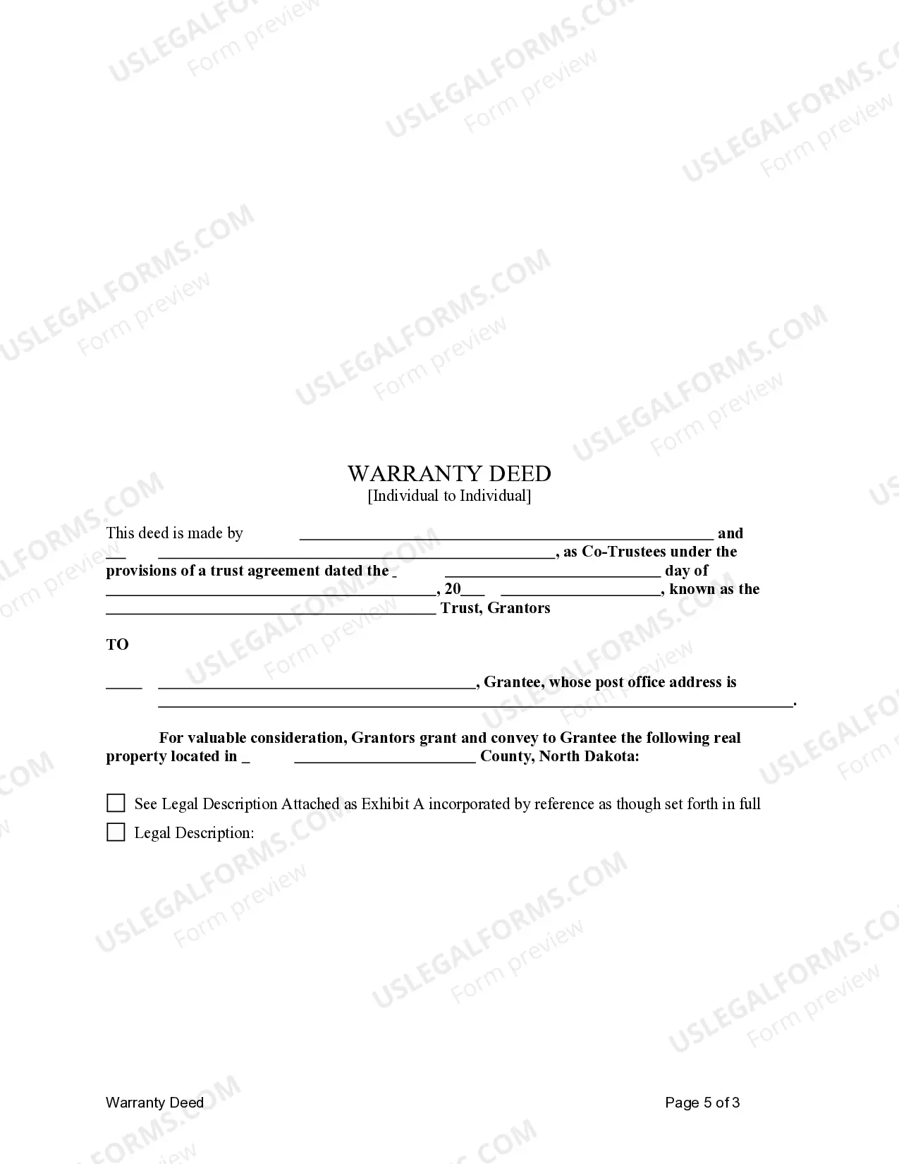 Preview Warranty Deed from Two Co-Trustees to an Individual