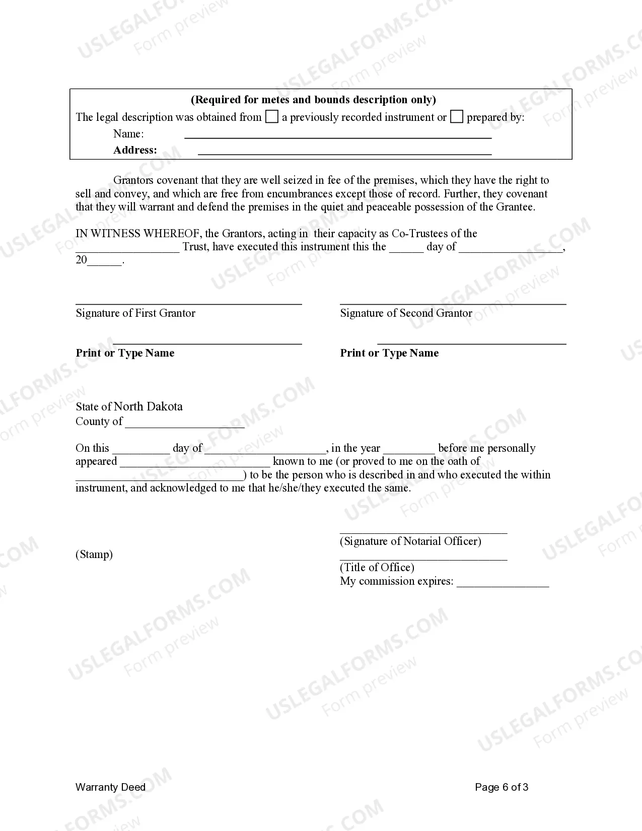 Preview Warranty Deed from Two Co-Trustees to an Individual