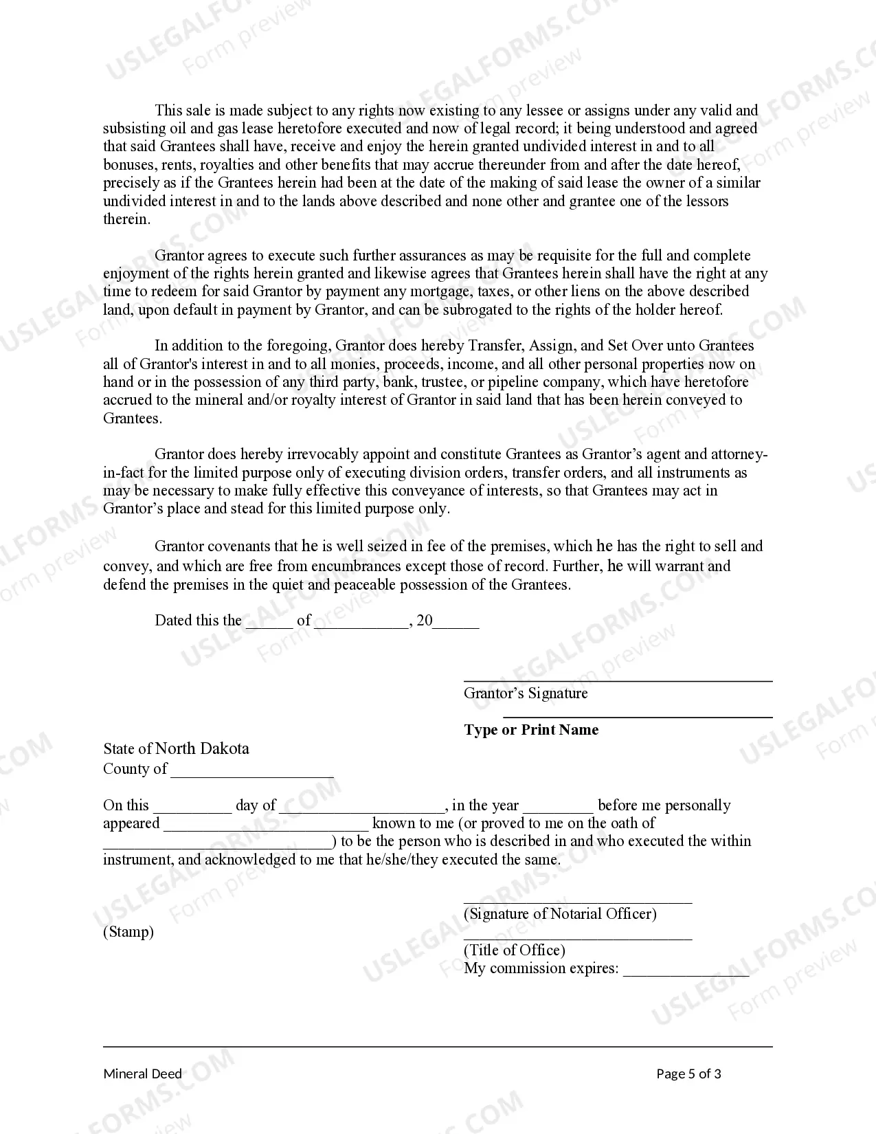 Preview Oil, Gas, and Mineral Deed from an Individual to Two Individuals