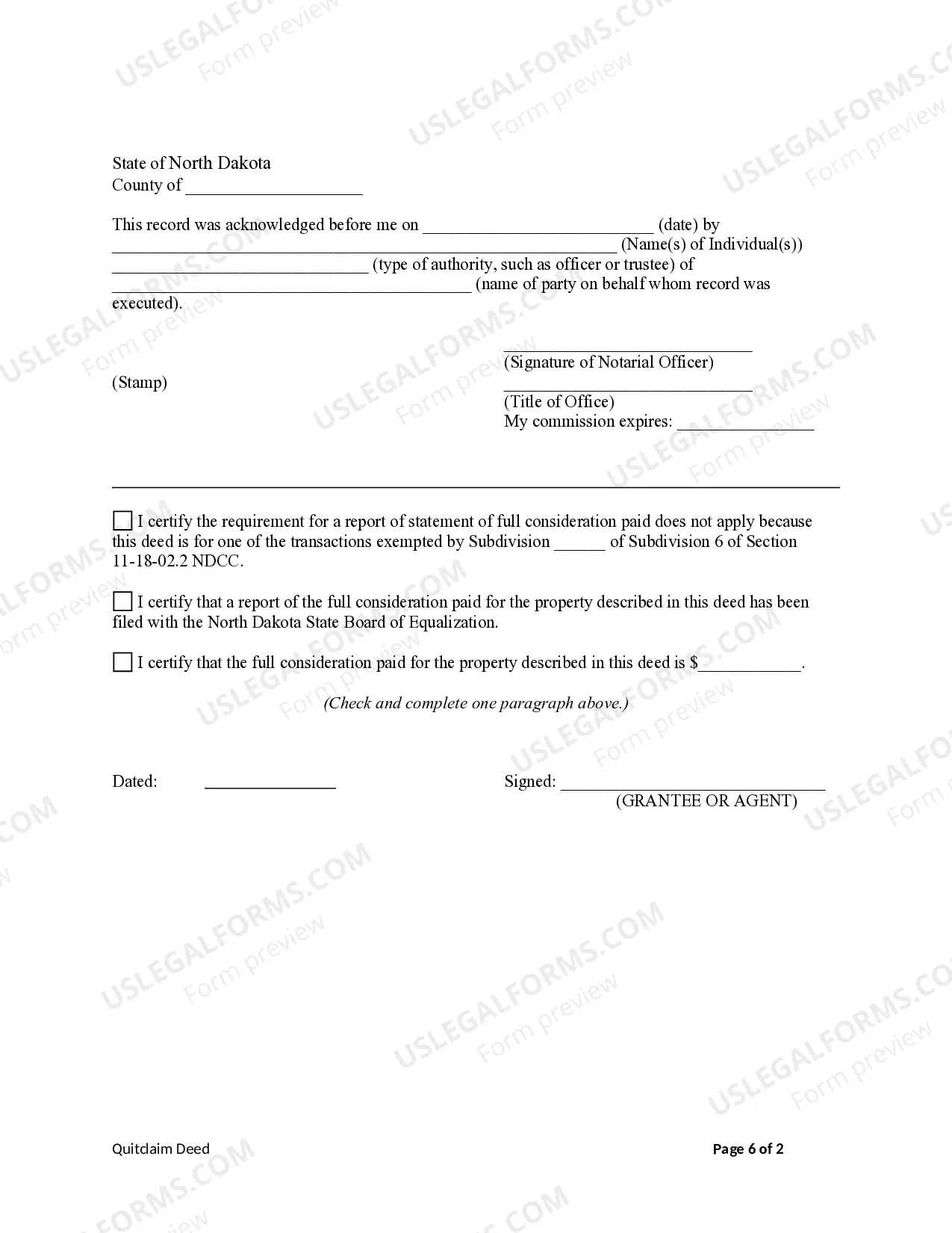 Preview Quitclaim Deed from Trust to Limited Liability Company.