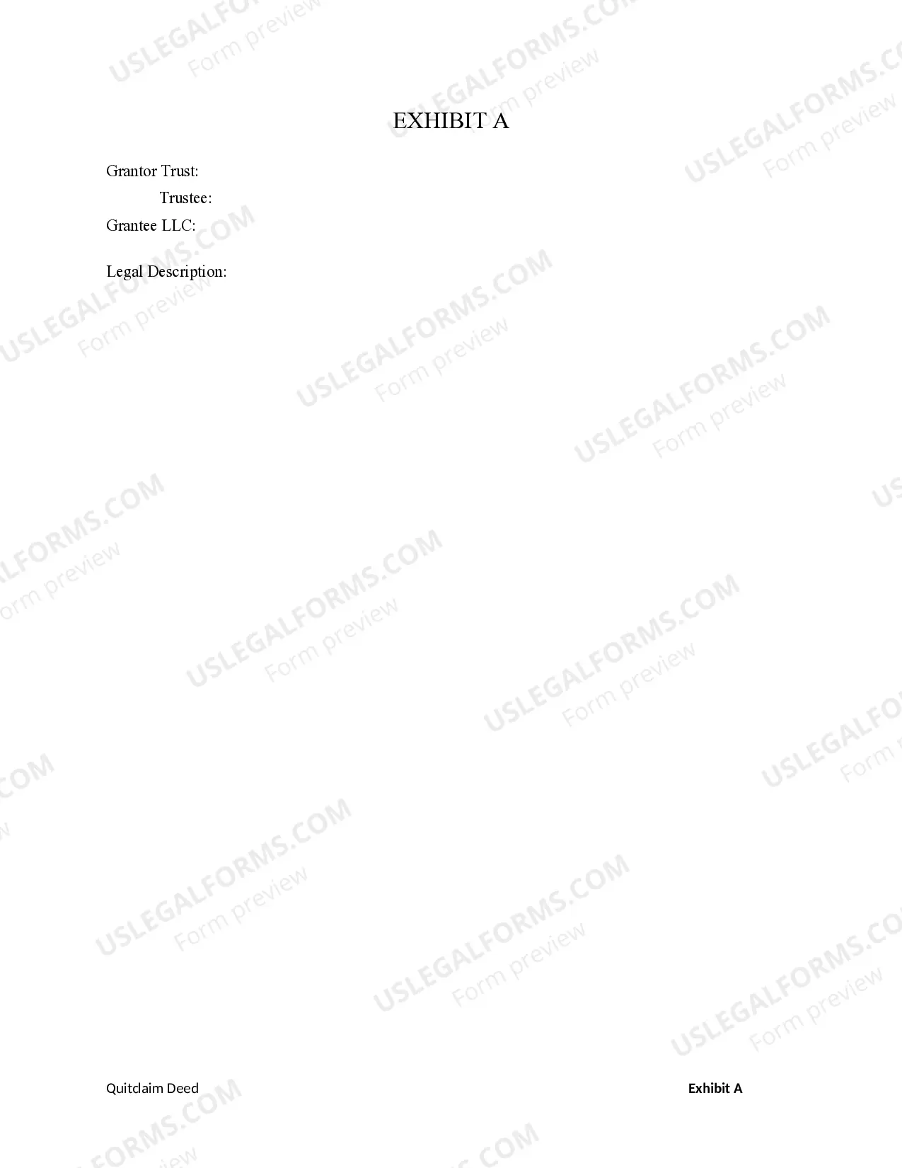 Preview Quitclaim Deed from Trust to Limited Liability Company.