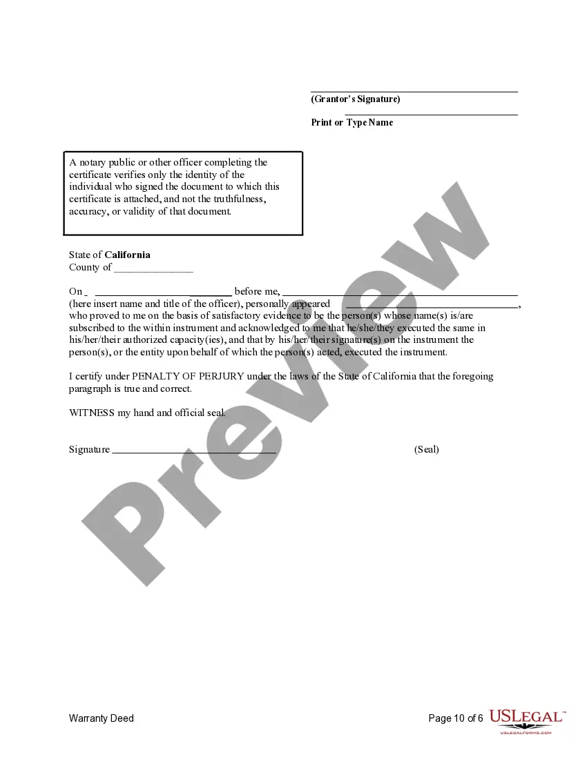 Preview Warranty Deed from Six Individuals (multiple jurisdictions) to One Individual