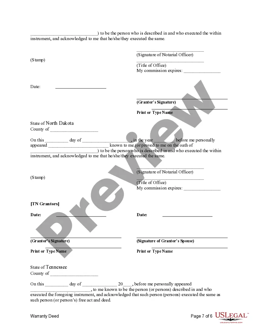 Preview Warranty Deed from Six Individuals (multiple jurisdictions) to One Individual