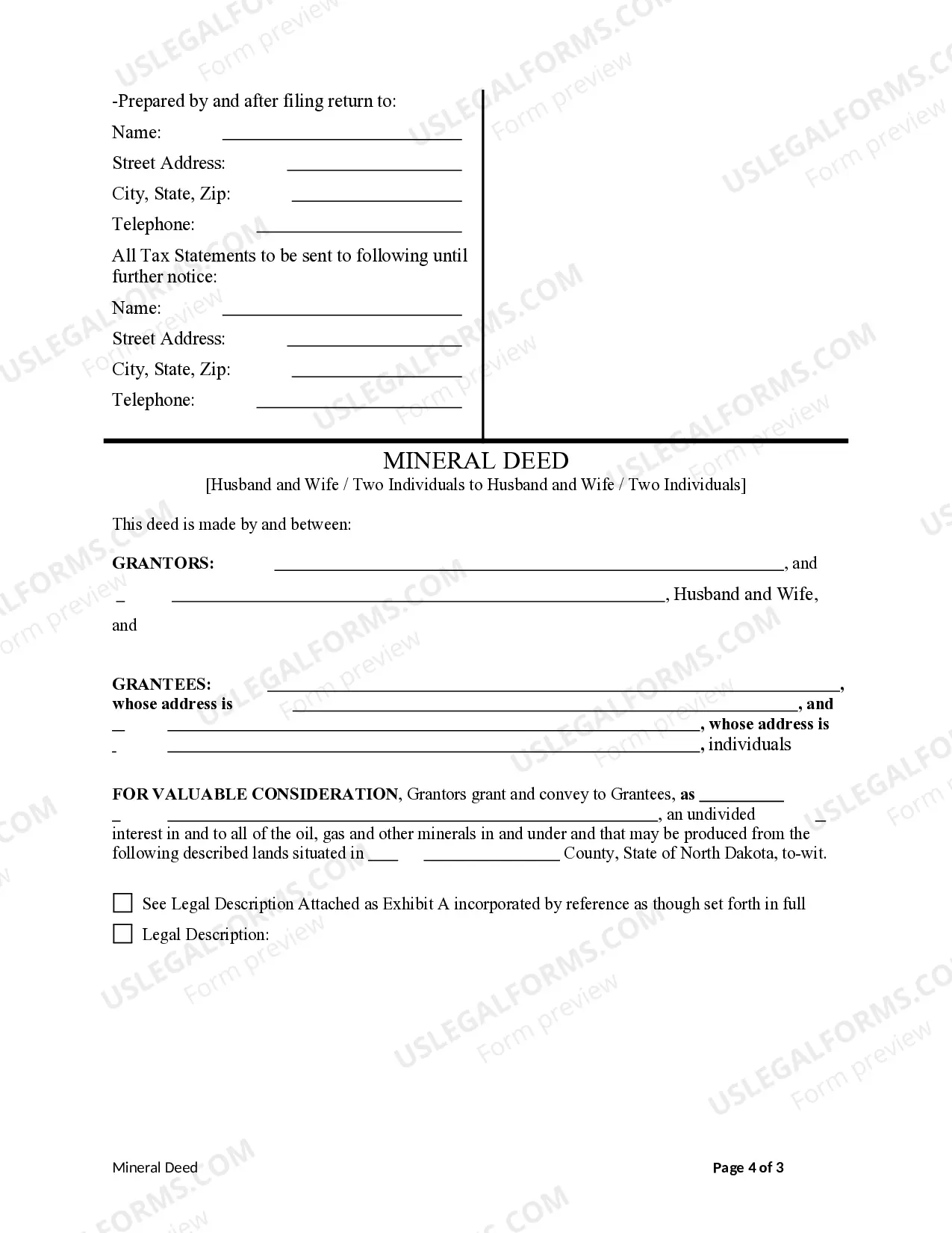 Preview Mineral Deed from Husband and Wife/Two Individuals to Husband and Wife/Two Individuals