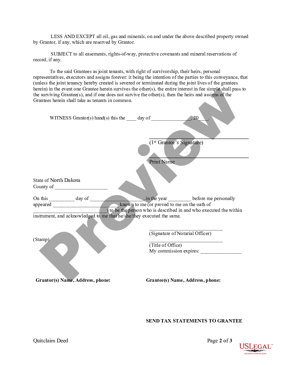 page 1 Quitclaim Deed from Individual to Two Individuals in Joint Tenancy preview