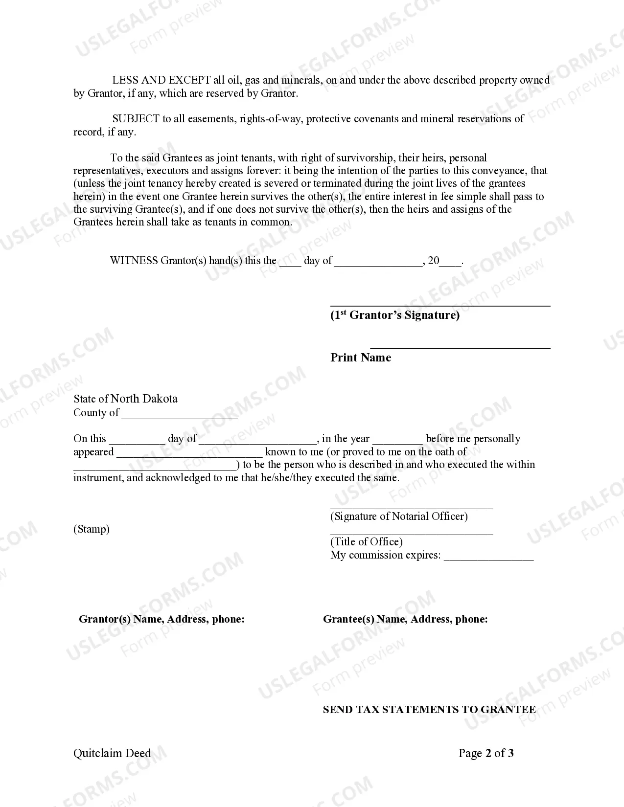 Preview Quitclaim Deed from Individual to Two Individuals in Joint Tenancy