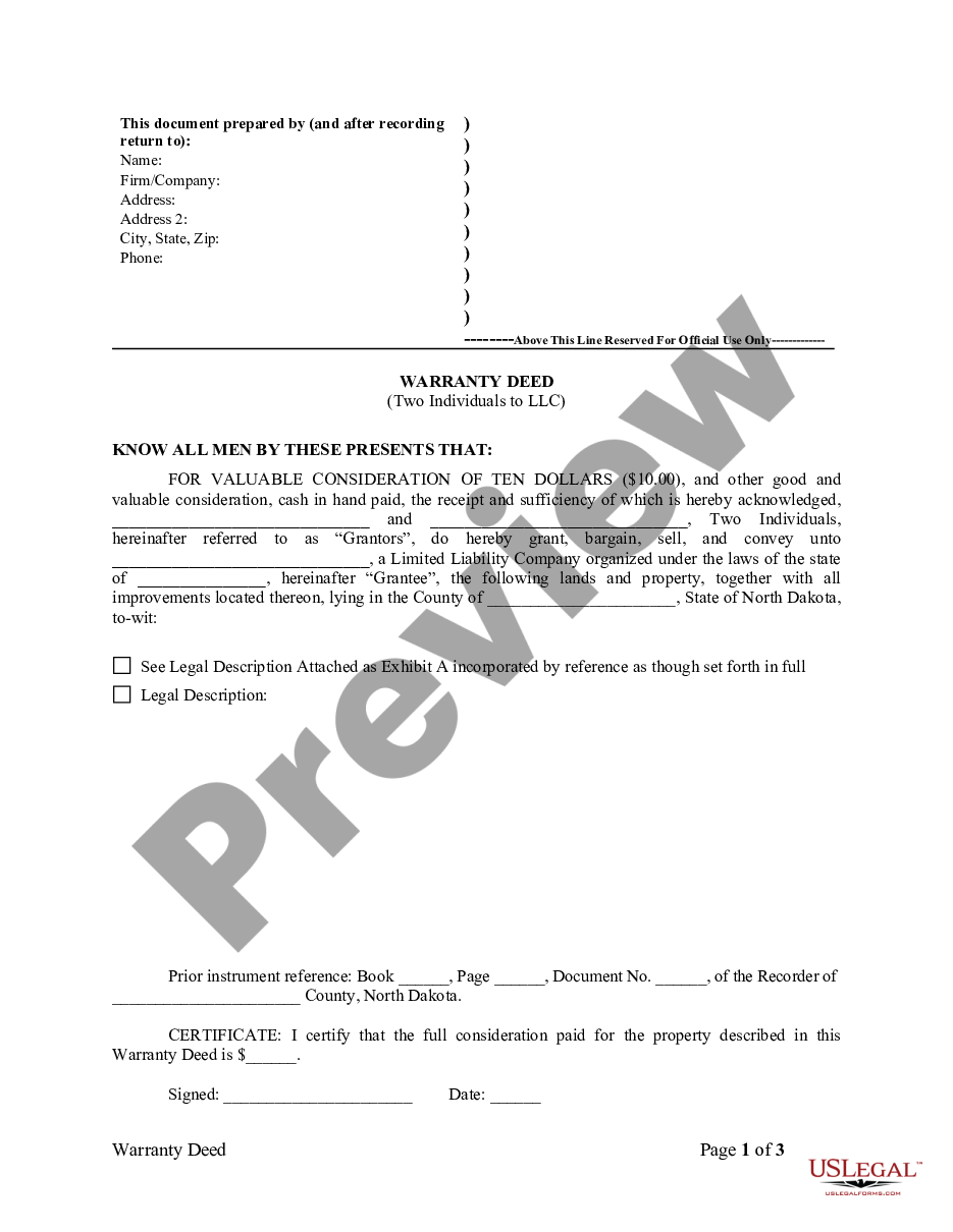 page 0 Warranty Deed from two Individuals to LLC preview