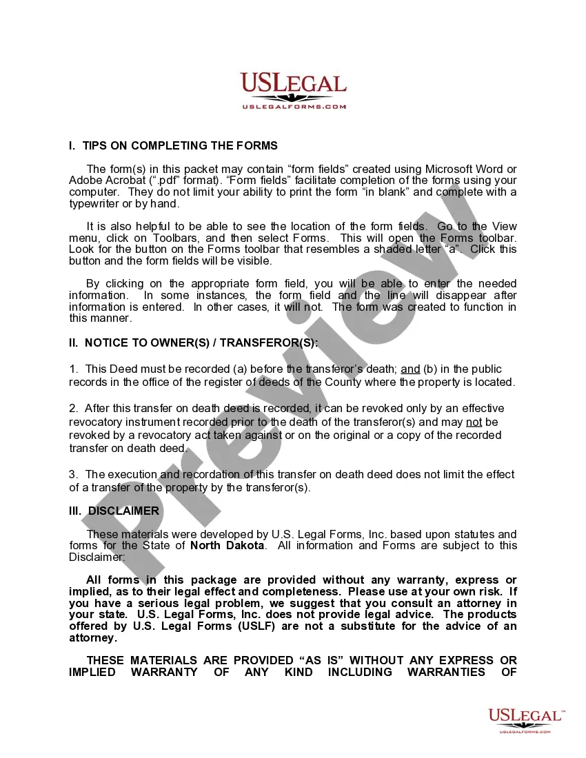 Preview Transfer on Death Deed or TOD - Beneficiary Deed from an individual to Three (3) individuals