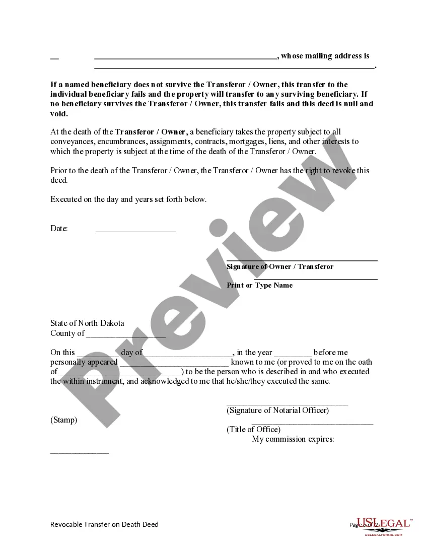 Preview Transfer on Death Deed or TOD - Beneficiary Deed from an individual to Three (3) individuals