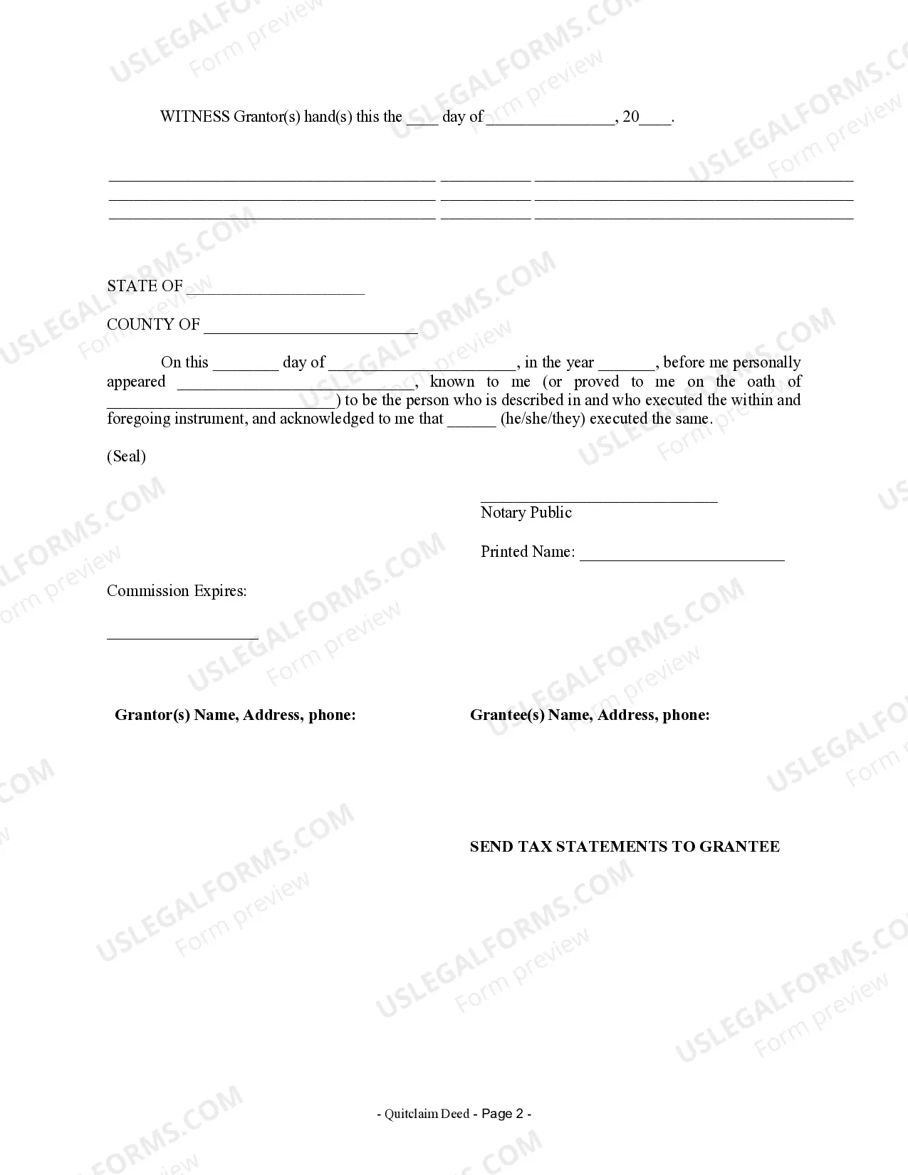 Preview Quitclaim Deed from Individual to LLC