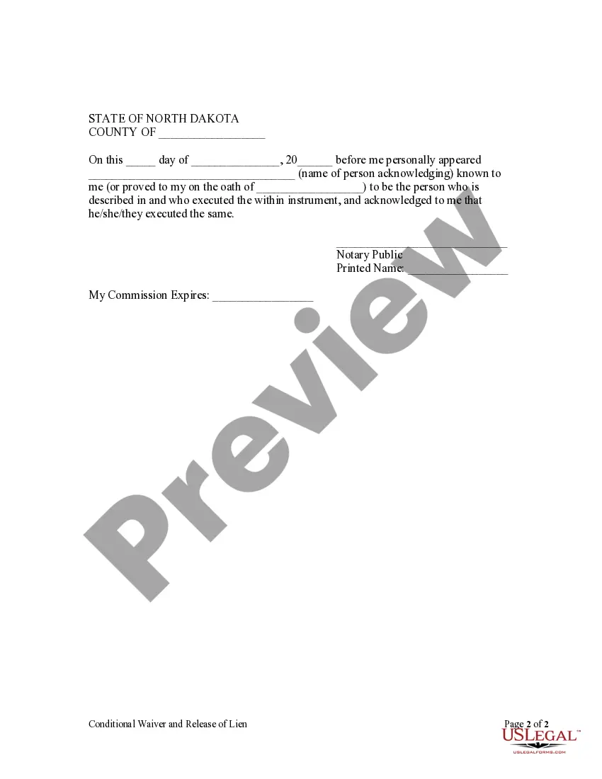 Get Conditional Waiver and Release of Claim of Lien Upon Final Payment Preview Conditional Waiver and Release of Claim of Lien Upon Final Payment