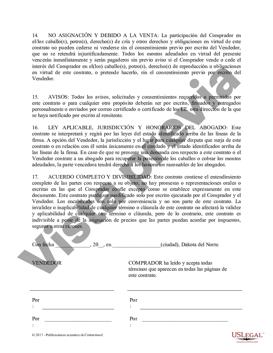 Preview Acuerdo de seguridad y compra a plazos con garantías limitadas - Formularios equinos de caballos