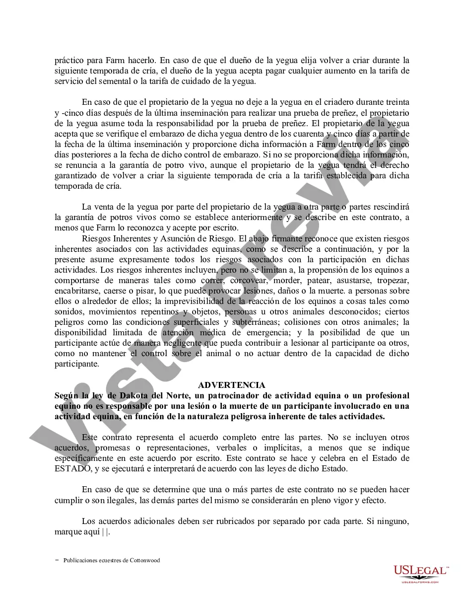 Preview Contrato de servicio de semental - Formularios equinos de caballos