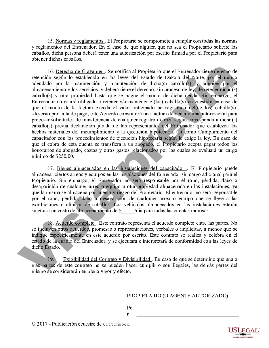 Preview Contrato de Entrenamiento - Caballo Equino Formas