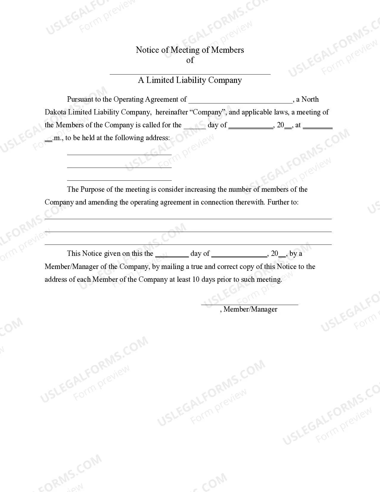 Preview LLC Notices, Resolutions and other Operations Forms Package