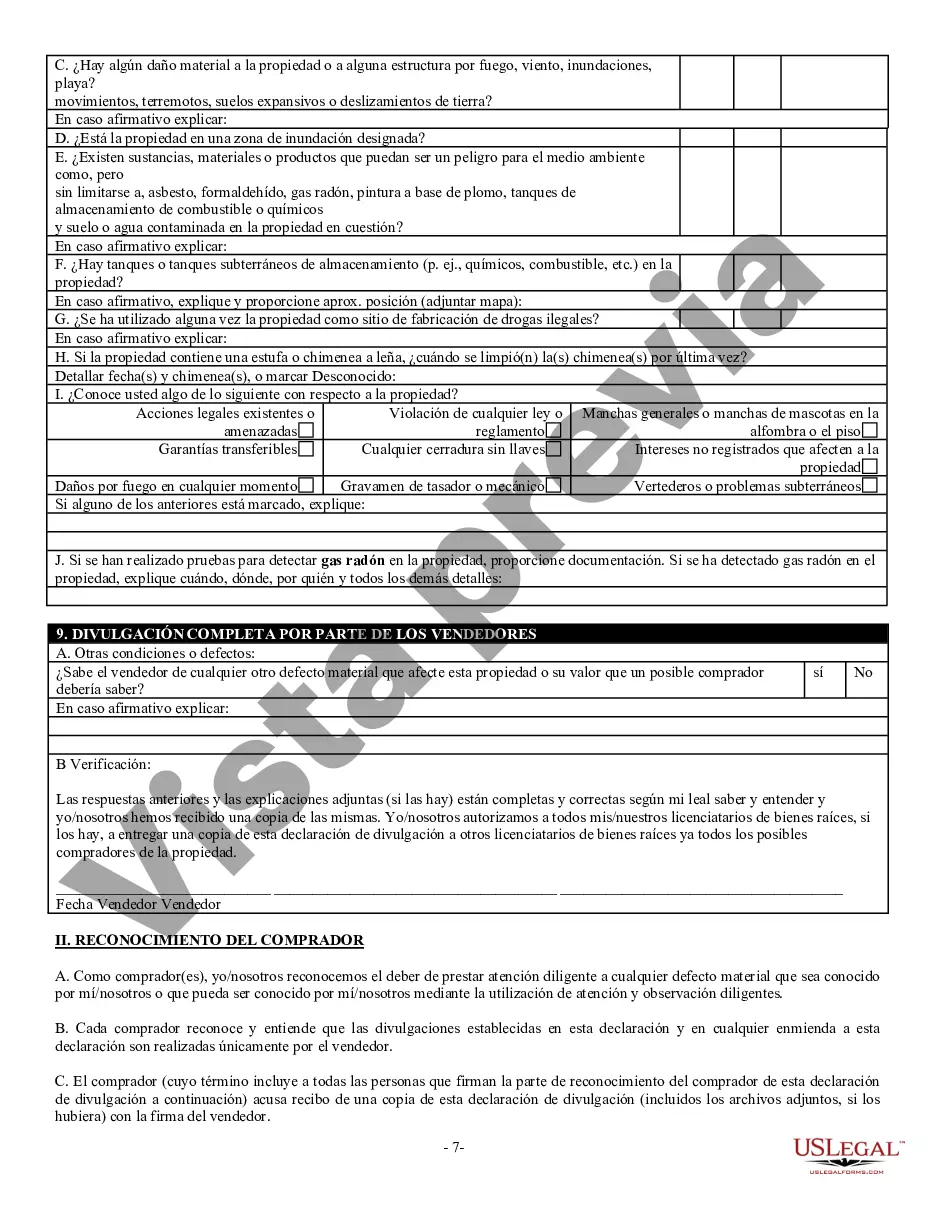 Preview Declaración de Divulgación de Ventas de Bienes Raíces Residenciales