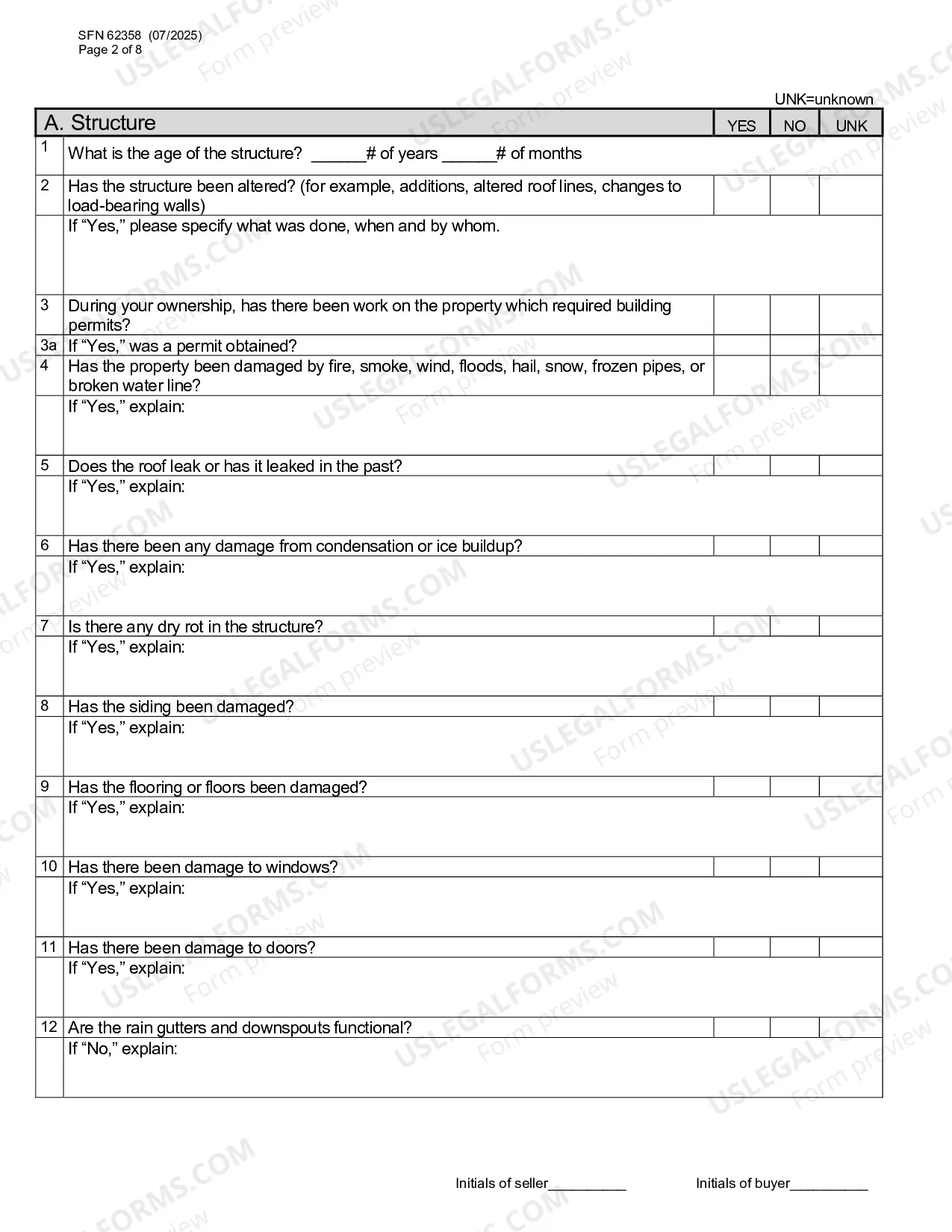 Preview Residential Real Estate Sales Disclosure Statement