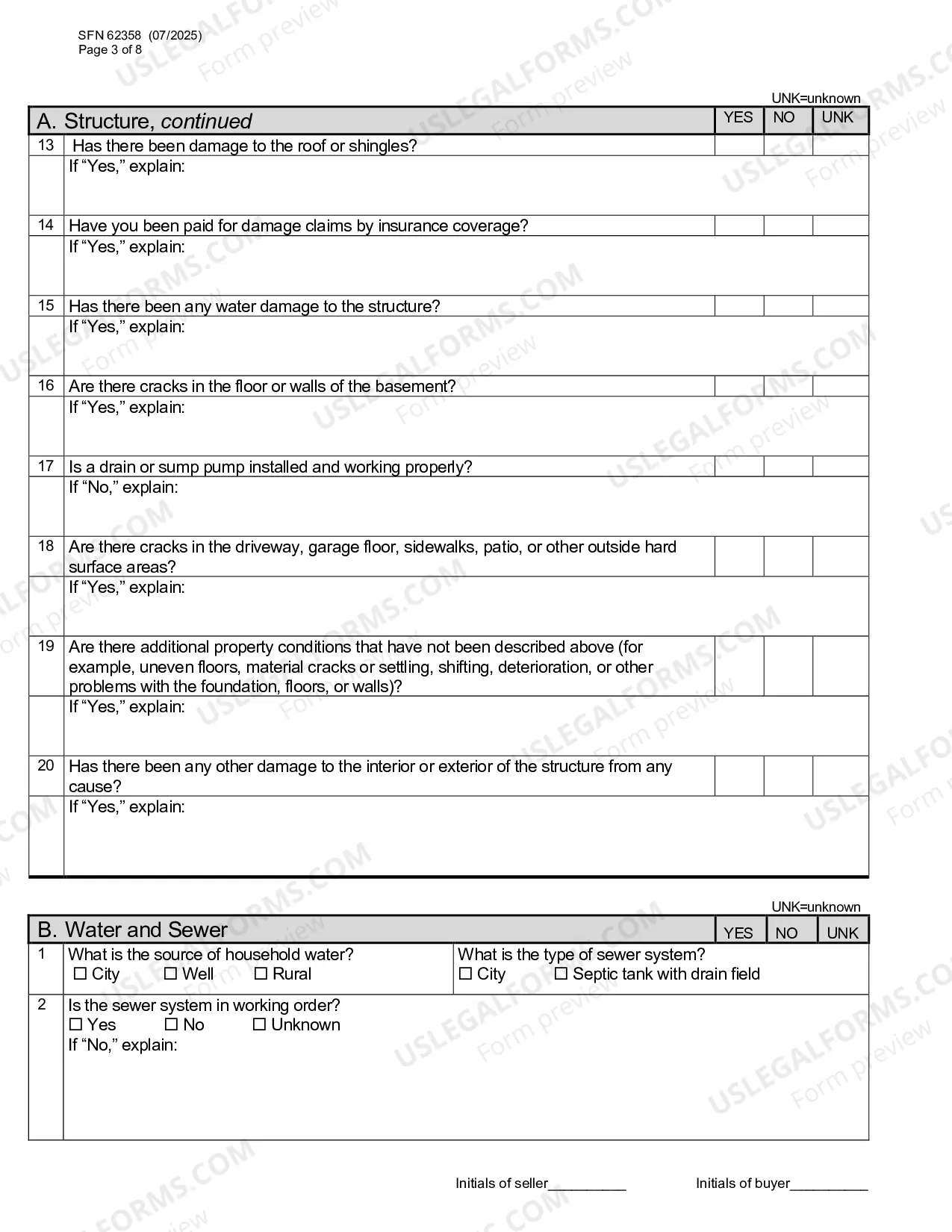 Preview Residential Real Estate Sales Disclosure Statement