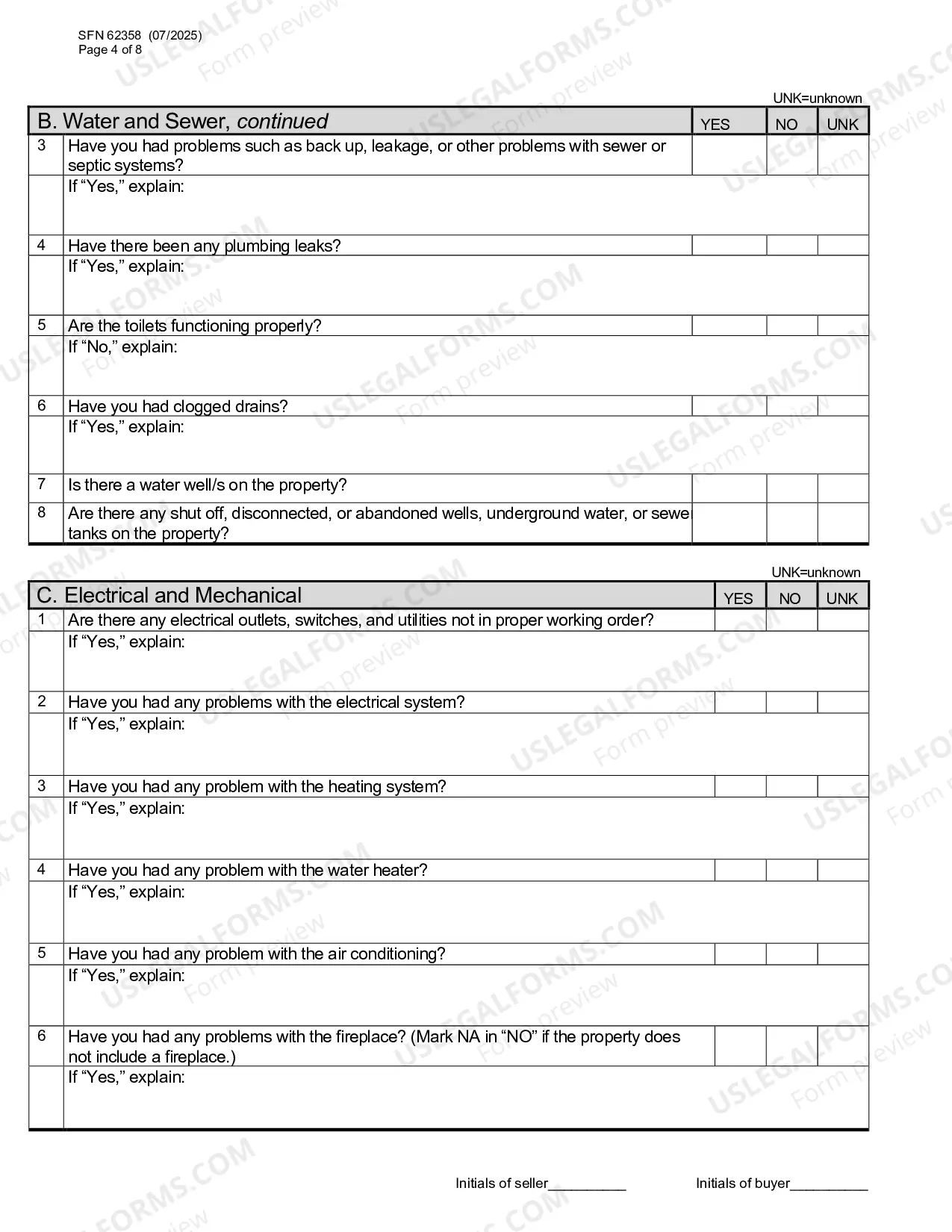 Preview Residential Real Estate Sales Disclosure Statement