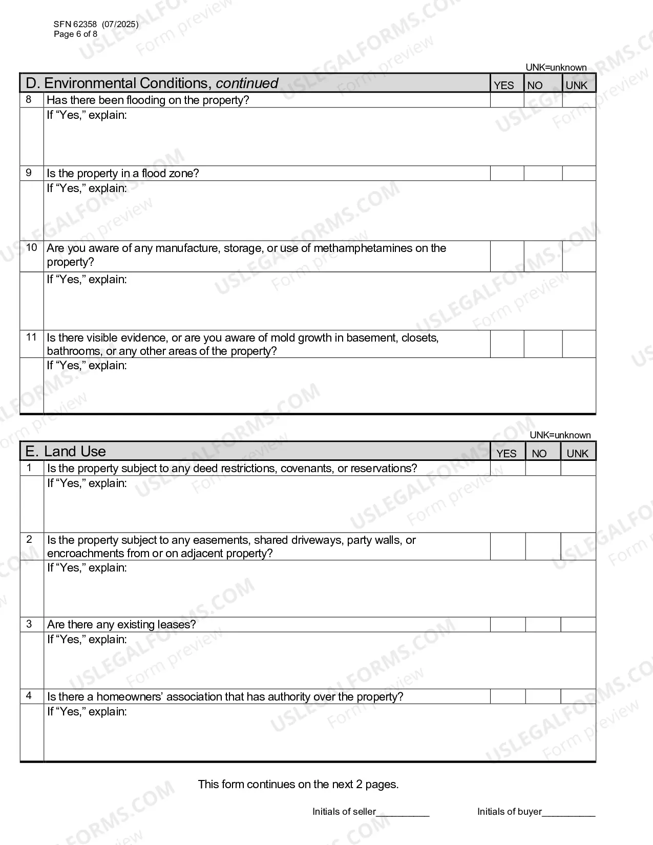 Preview Residential Real Estate Sales Disclosure Statement