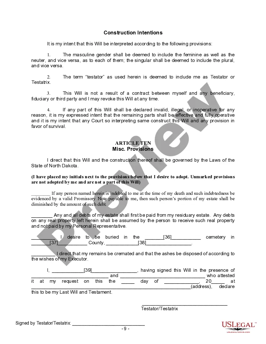 Preview Mutual Wills containing Last Will and Testaments for Man and Woman living together not Married with No Children