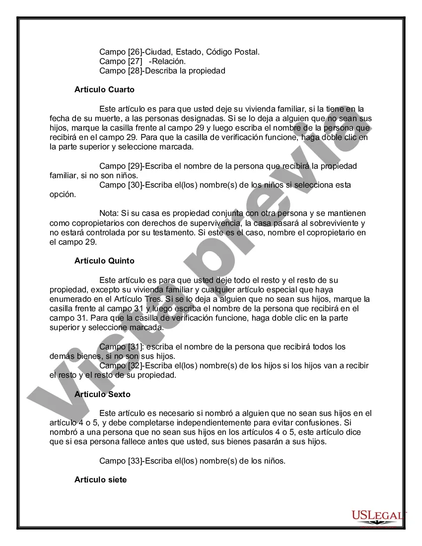 Preview Paquete de Testamentos Mutuos de Últimas Voluntades y Testamentos para Personas Solteras que conviven con Hijos Adultos