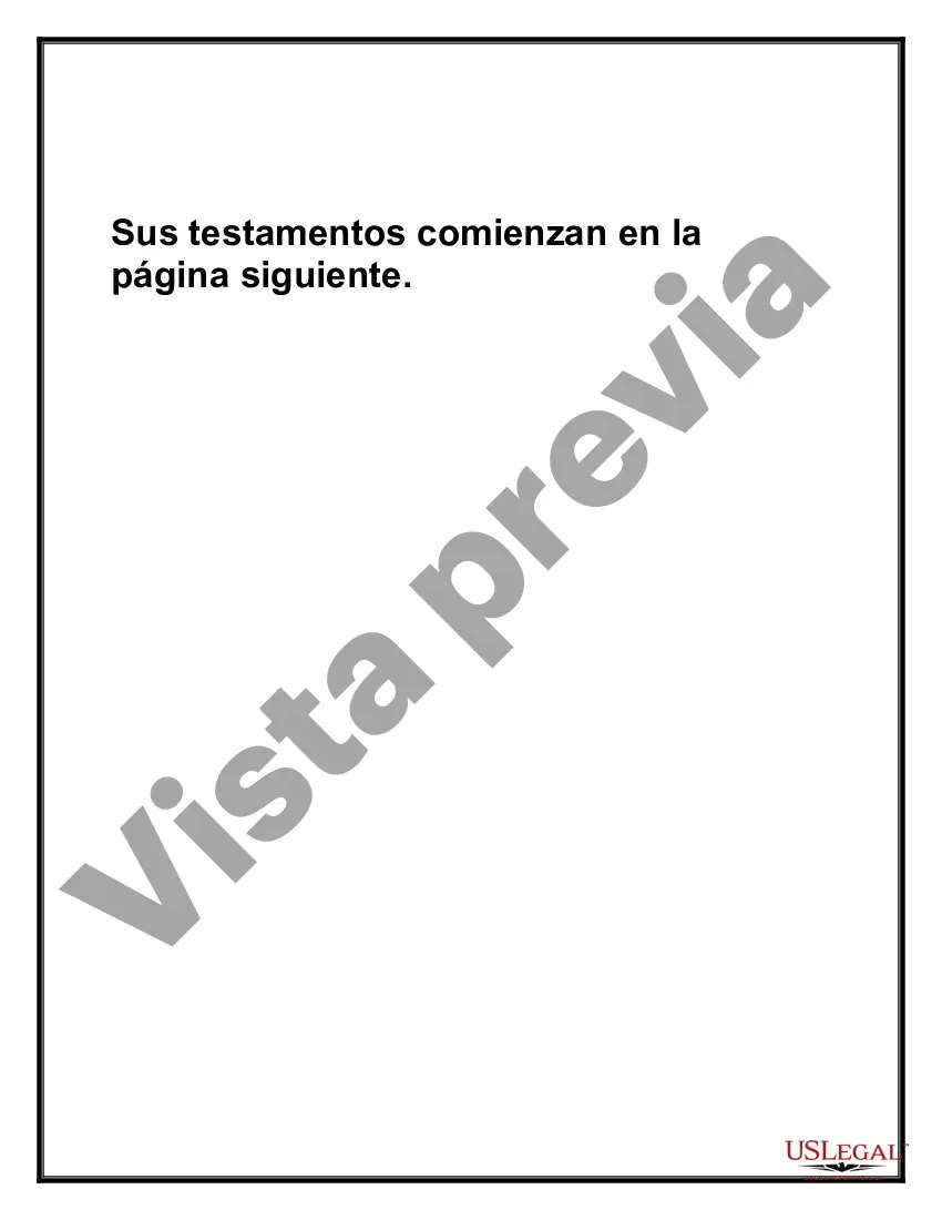 Preview Paquete de Testamentos Mutuos de Últimas Voluntades y Testamentos para Personas Solteras que conviven con Hijos Adultos