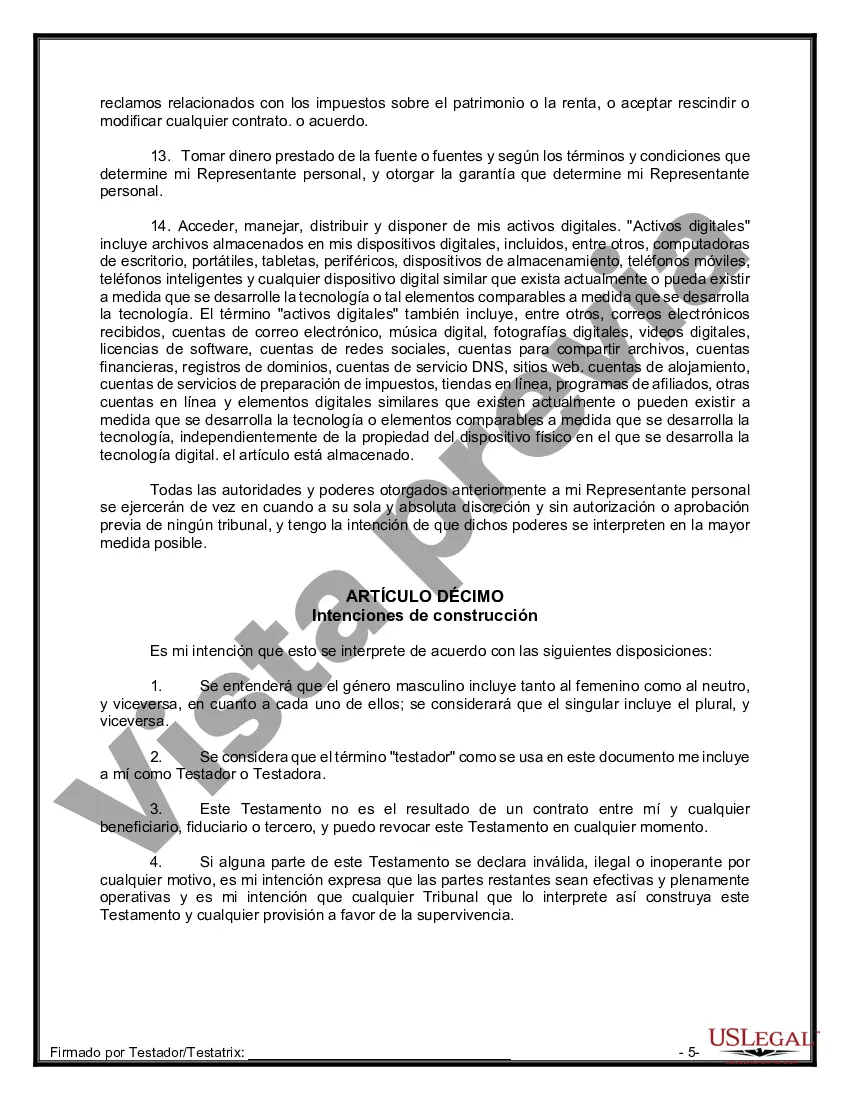 Preview Paquete de Testamentos Mutuos de Últimas Voluntades y Testamentos para Personas Solteras que conviven con Hijos Adultos