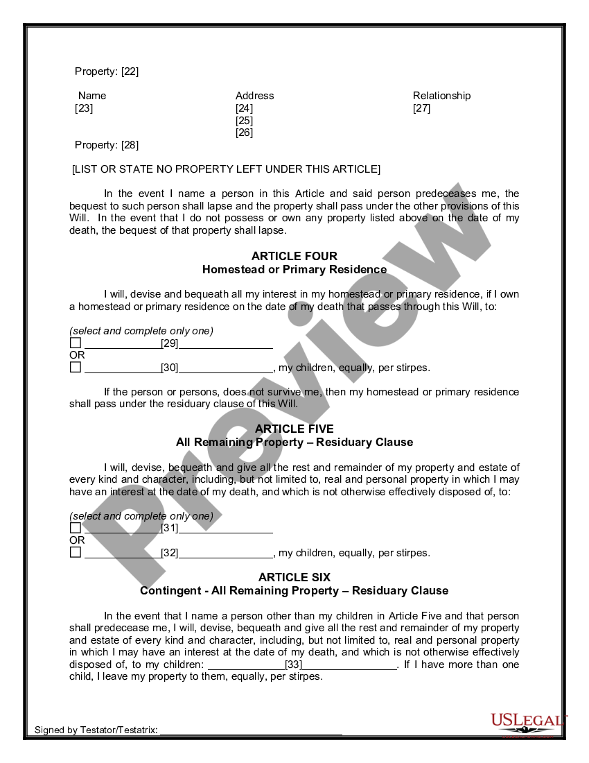 page 4 Mutual Wills Package of Last Wills and Testaments for Unmarried Persons living together with Adult Children preview