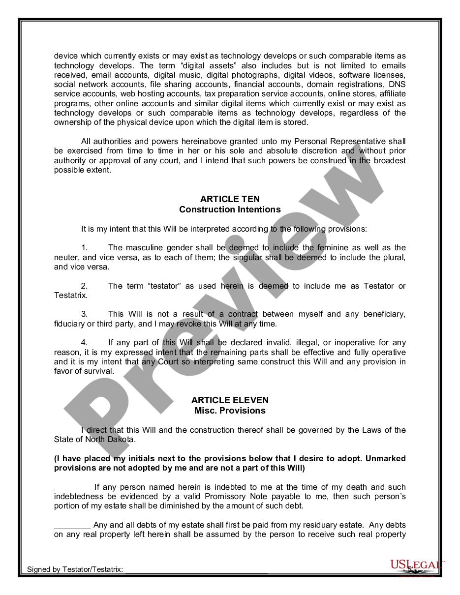 page 7 Mutual Wills Package of Last Wills and Testaments for Unmarried Persons living together with Adult Children preview