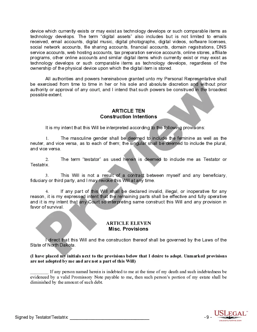 Preview Mutual Wills Package of Last Wills and Testaments for Man and Woman living together not Married with Adult Children