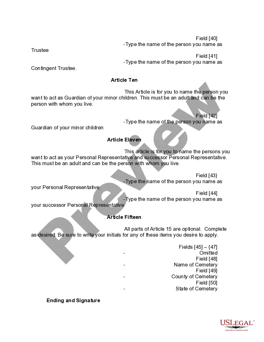 Preview Mutual Wills or Last Will and Testaments for Man and Woman living together, not Married with Minor Children