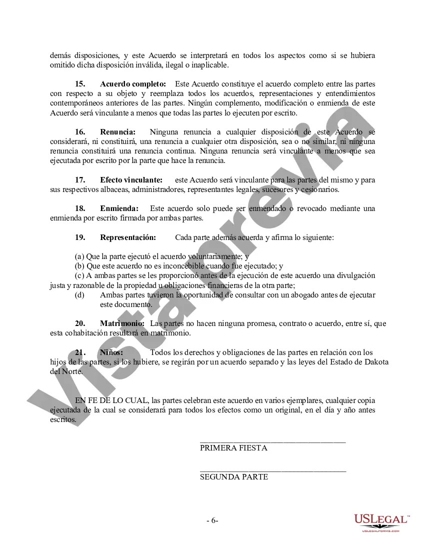 Preview Acuerdo de convivencia no marital de convivencia