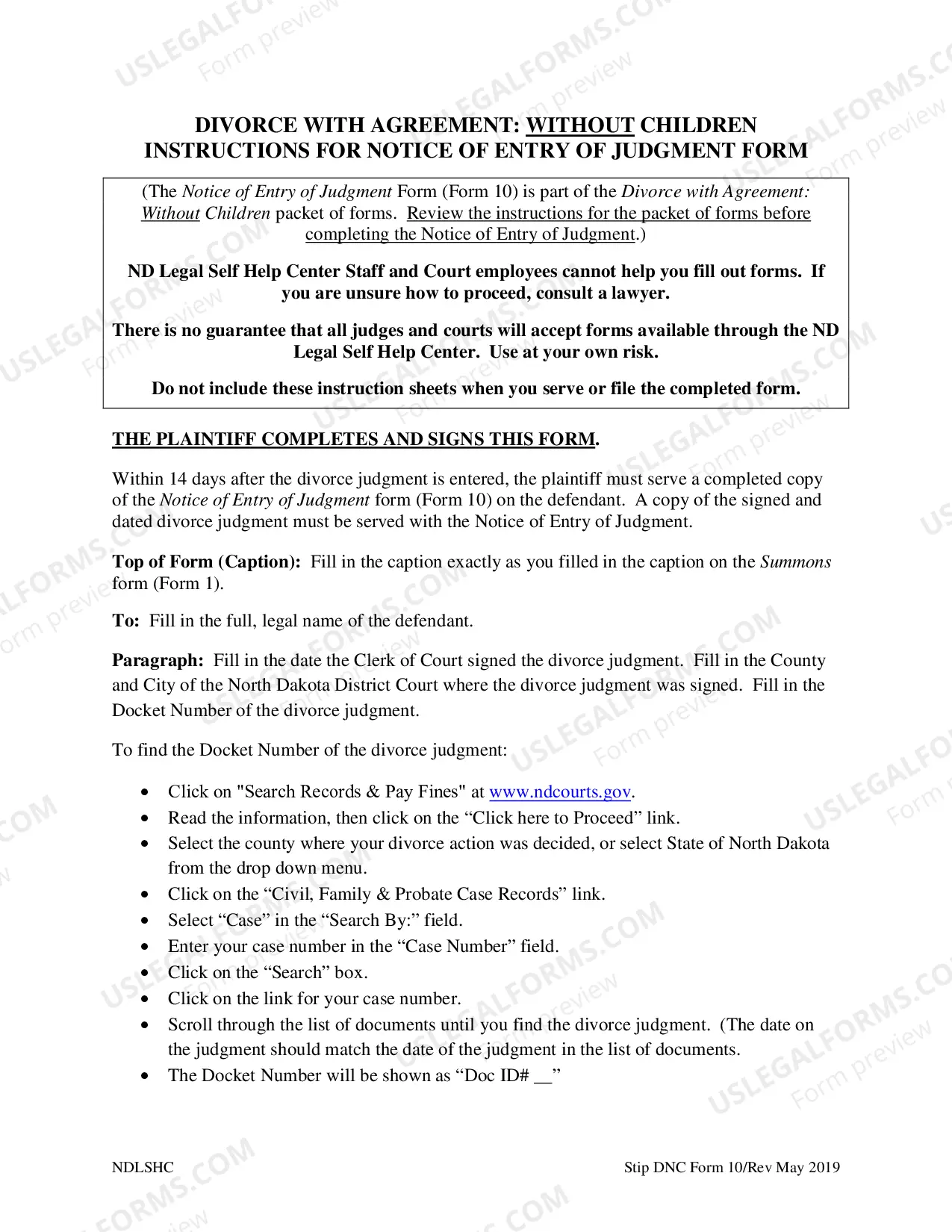 Preview Notice of Entry of Decree