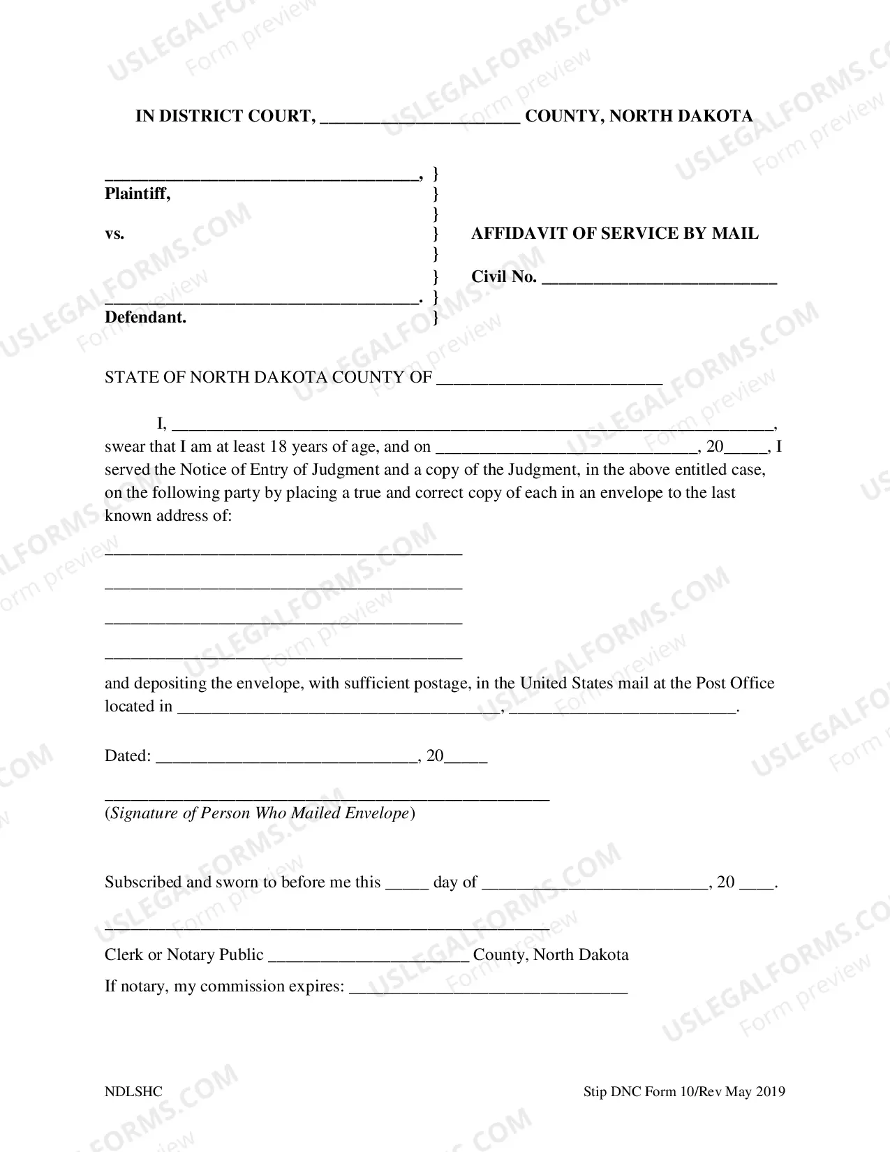 Preview Notice of Entry of Decree