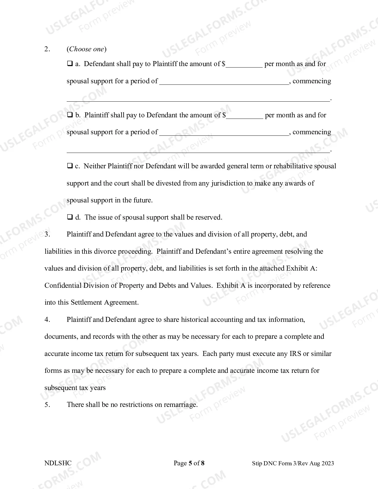 Preview Separation and Property Settlement Agreement - Adult Children