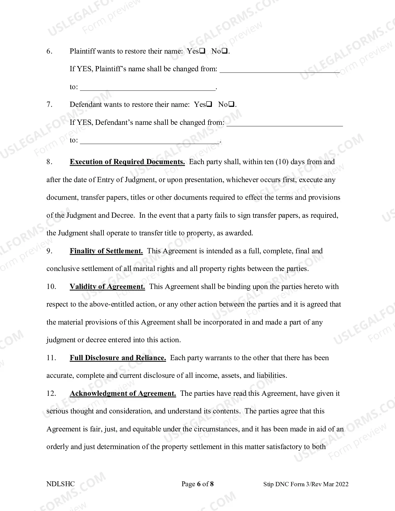 Preview Separation and Property Settlement Agreement - Adult Children