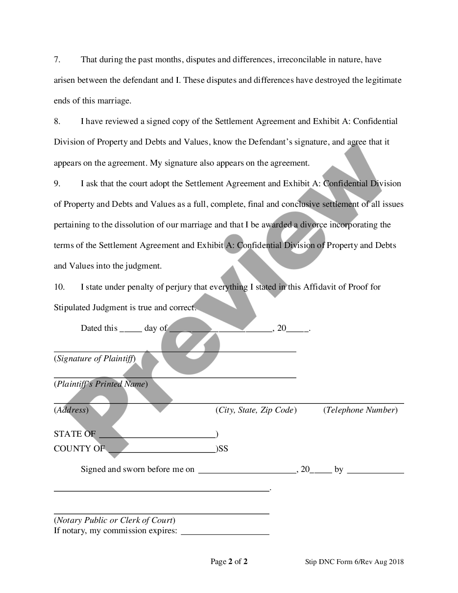 page 1 Affidavit of Proof of Stipulated Judgment preview