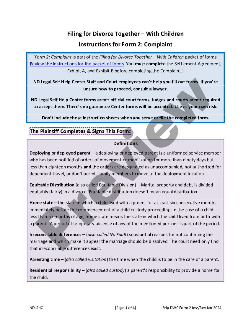 north dakota complaint for divorce us legal forms