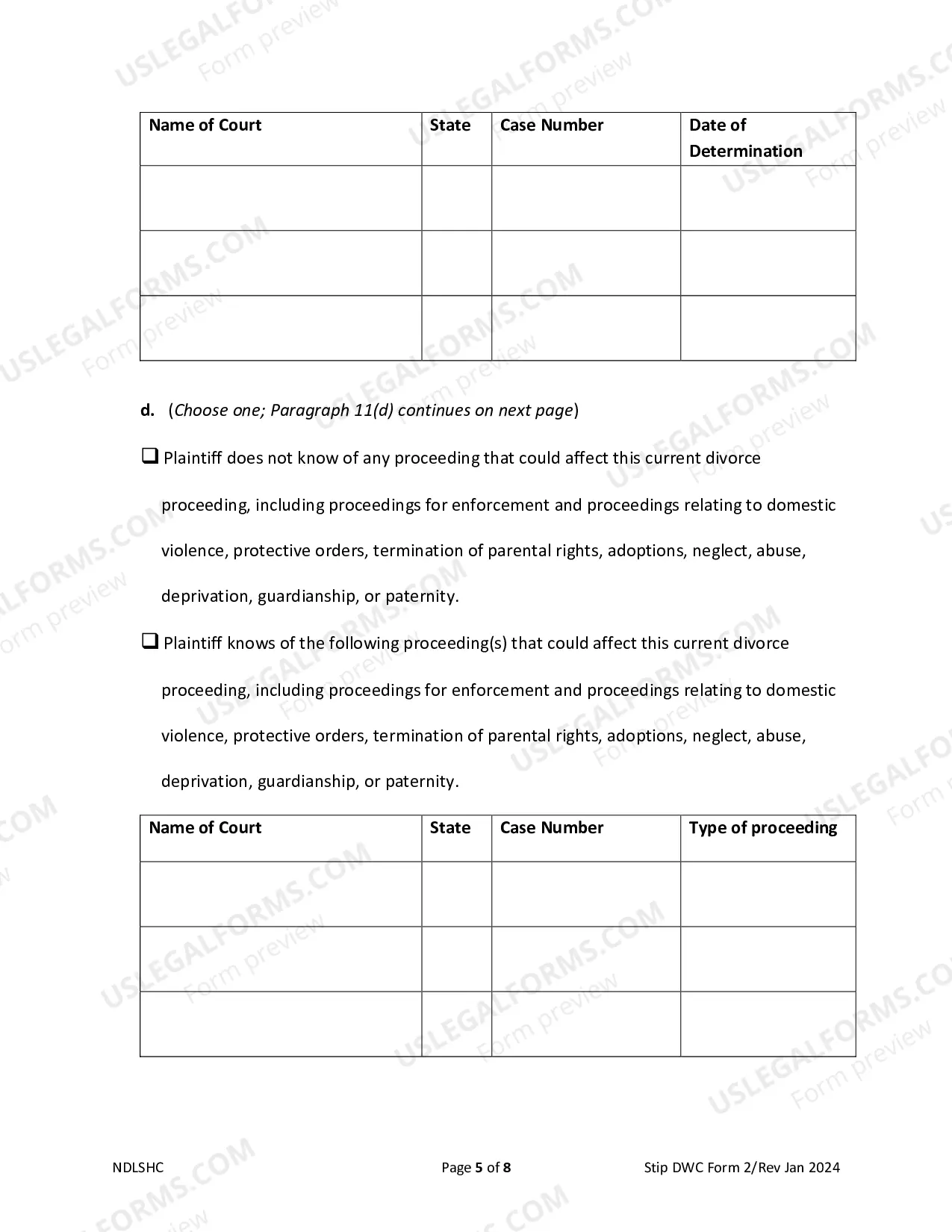 Preview Complaint for Divorce