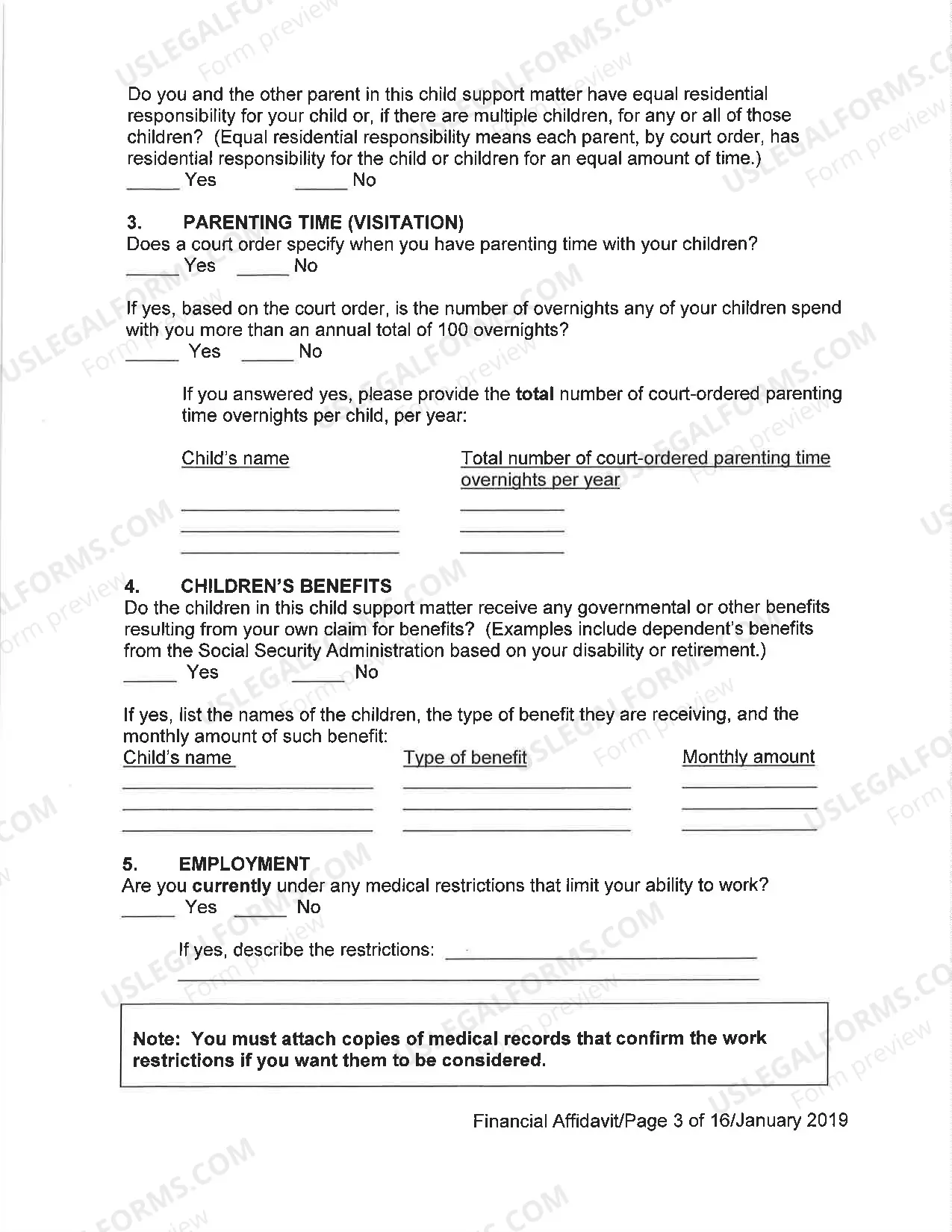 Preview Financial Affidavit