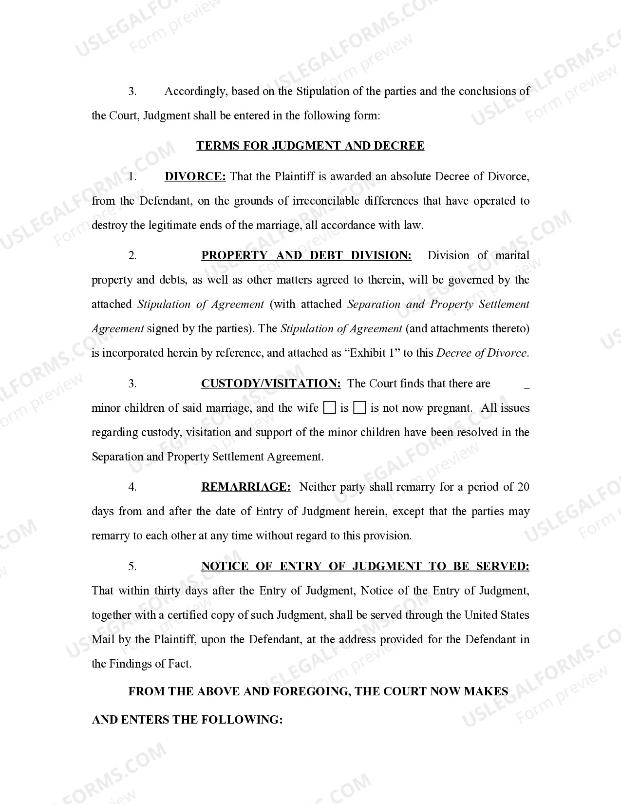 Preview Decree of Divorce