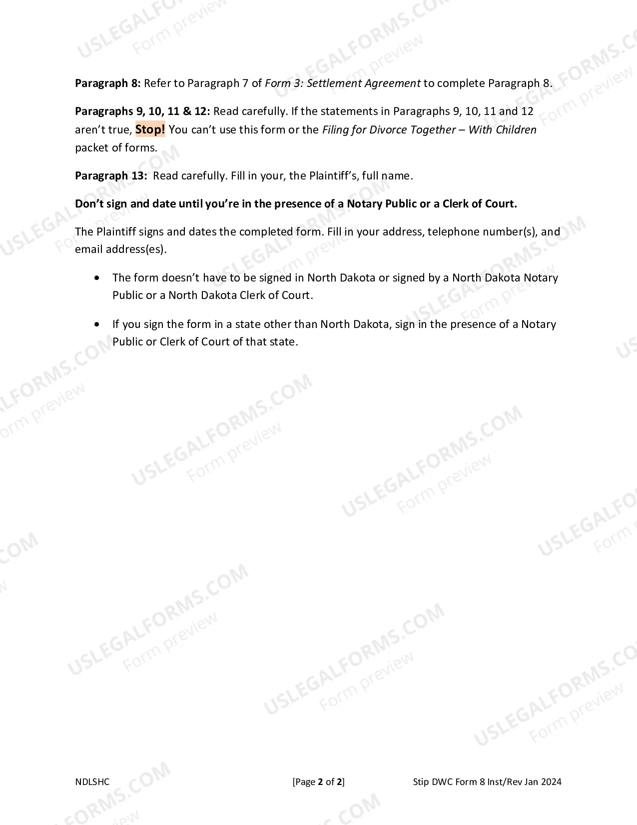 Preview Affidavit of Proof for Stipulated Judgment with Minor Children