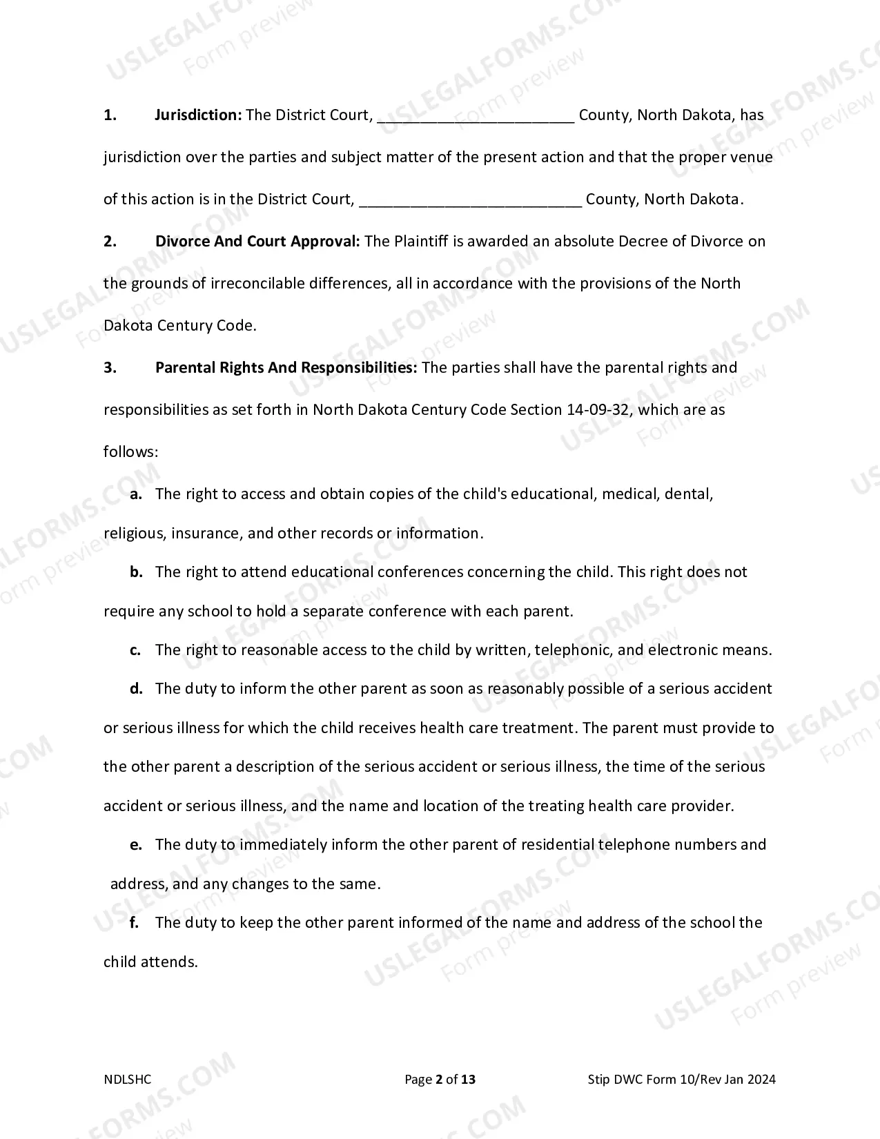 Preview Judgment of Divorce with Minor Children