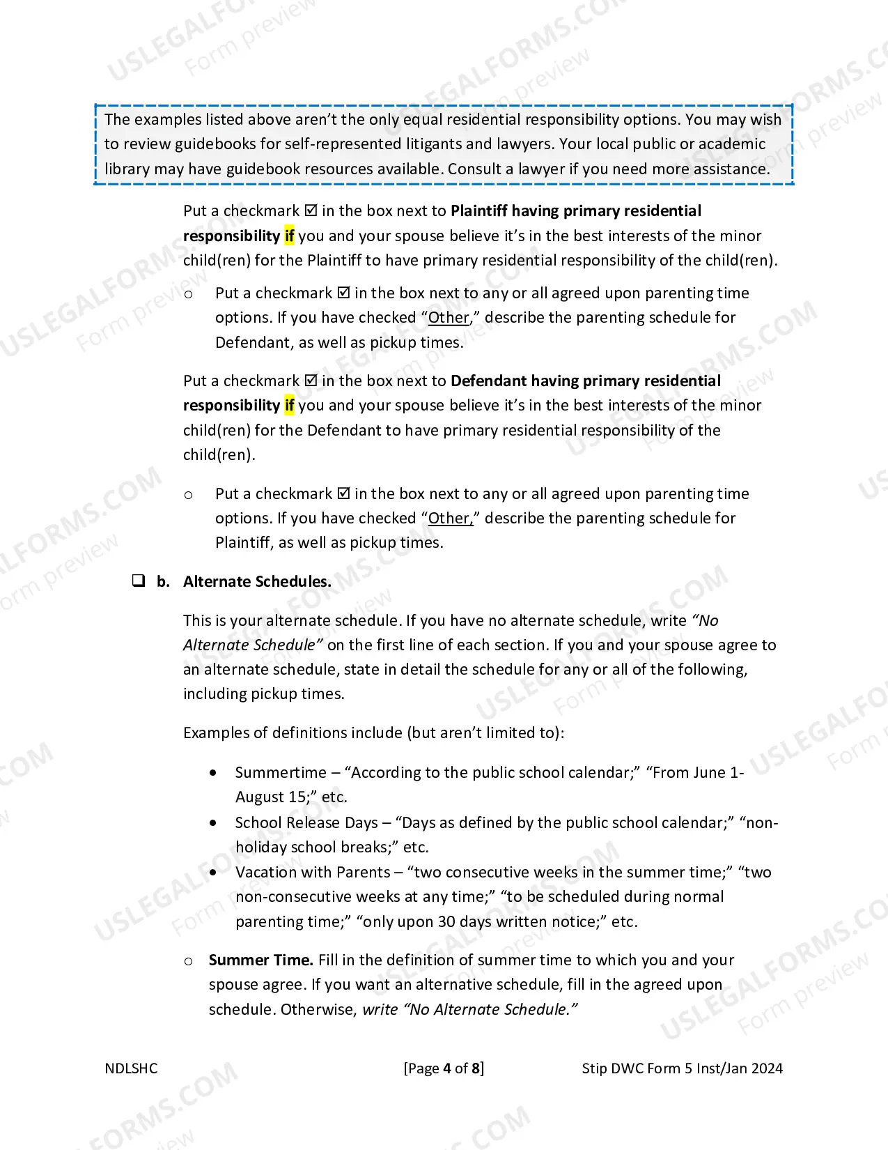 Preview Parenting Plan
